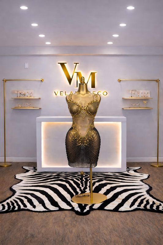 Golden Eclipse Crystal Mini Dress