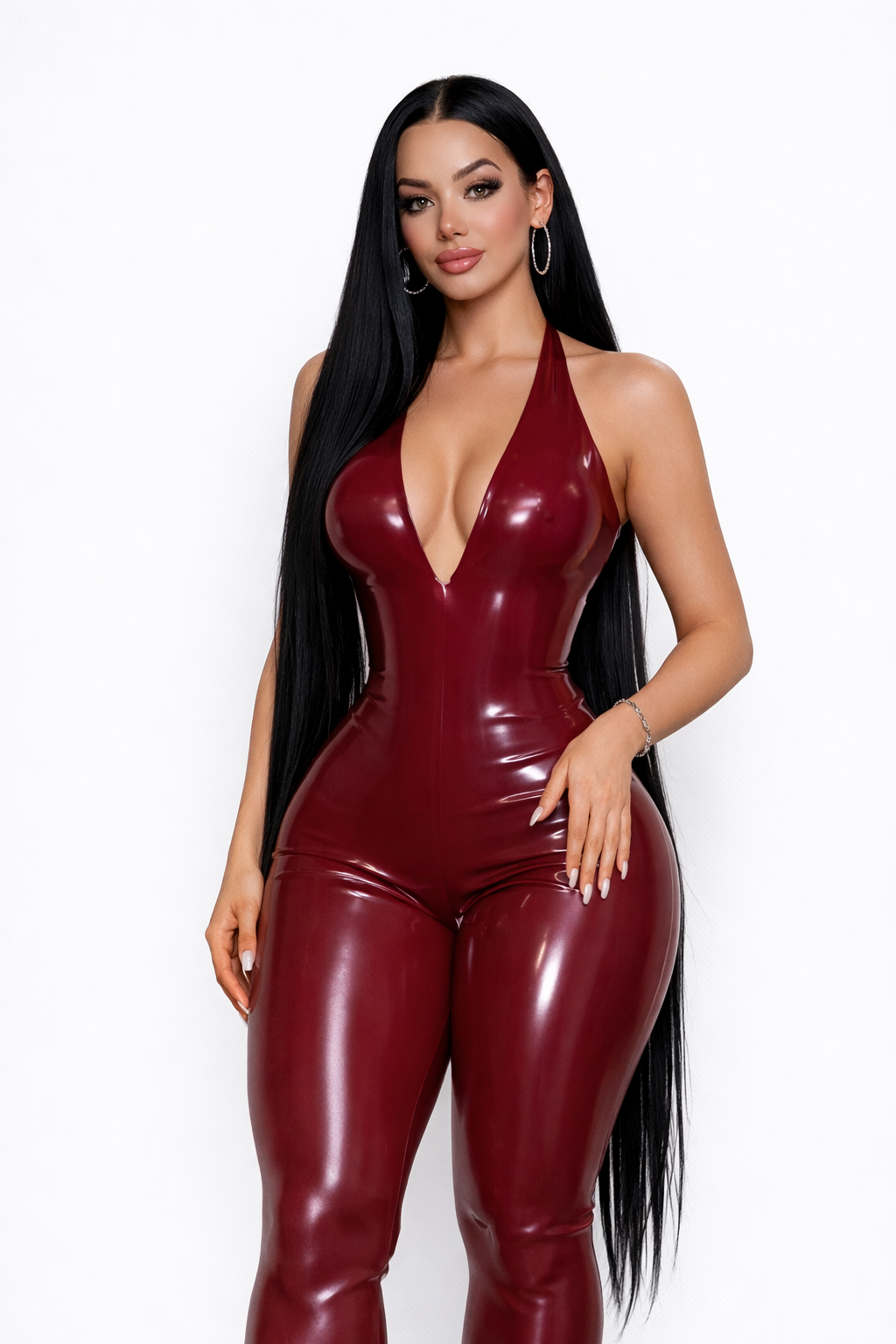 Burgundy Obsession Vinyl Jumpsuit